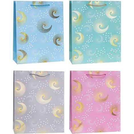 Borsa decorativa 18x23x8cm con stampa a caldo e motivo a rosette miste