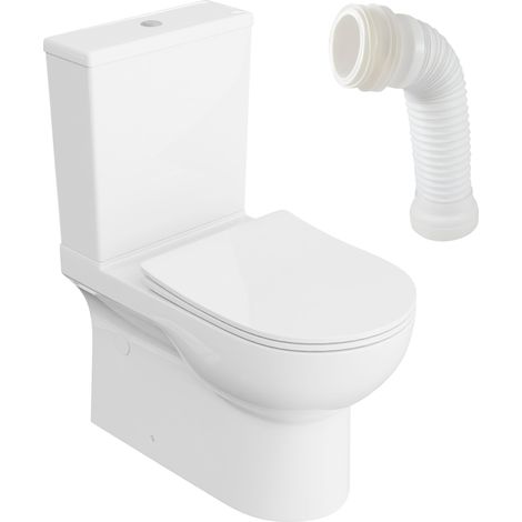 Lavita Posejdon White WC à poser compact sans bride Pack WC compact complet  3/6l  + connecteur WC