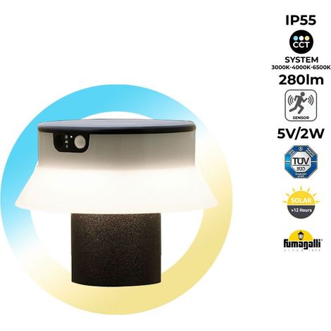 Bolardo Solar LED "FELICE 200" 18cm Con Sensor PIR - 3 Modos