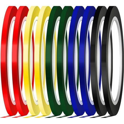 Ruban de Marquage, 5 Couleurs Ruban Auto-Adhésif 3 mm de Largeur Tape Graphique Ruban Adhesif de Couleur (10pcs) (1/5)