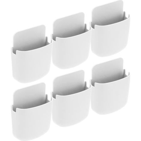 (Wie abgebildet) Wandhalterung mit Fernbedienungsfach – Weiß – 11,3 x 9 cm – 6 Stück (1/4)