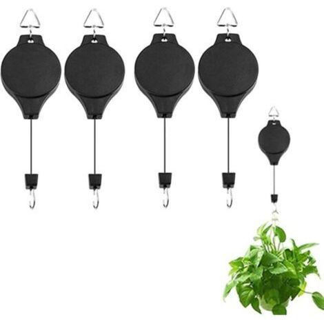 Ganci per piante, ganci retrattili per piante sospese, cestini per piante sospese, carrucole per piante sospese, cestini, vasi, mangiatoie per uccelli (4 pezzi) (1/4)