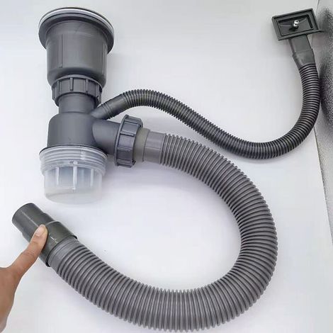 Single Sink Kitchen Drain Kit Space Saving Drain Downspout Anti-blocking and Anti-odor Kitchen Drain (1/5)