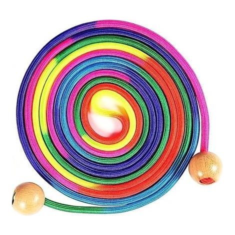 Children's Skipping Rope 2.8 m Rainbow Adjustable with Wooden Handle Braided Cotton Rope for Boys Girls Fitness Training Exercise Outdoor Activities Outdoor Play (1/5)