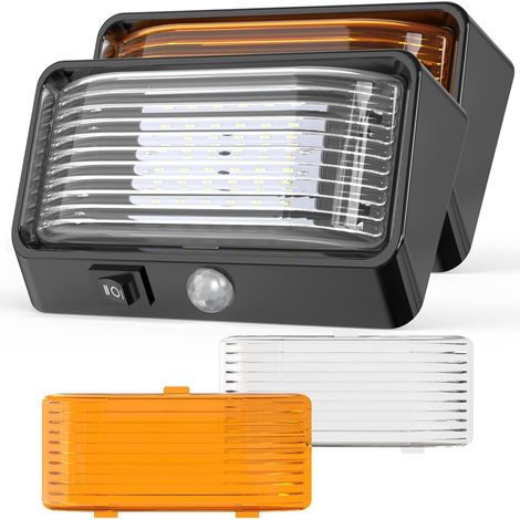Outdoor Porch Lighting 12V LED Lamp with Switch, 300LM IP66 Waterproof 12V LEDs for Camper, Boat, Truck, Caravan (Black, 2pcs) (1/5)