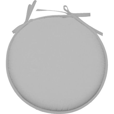 Galette de chaise ronde en polyester gris (1/2)
