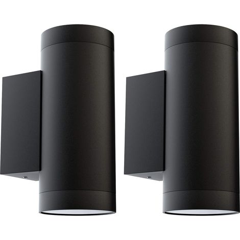 2 pcs Applique Murale Exterieur GU10 Aluminium Up/Down Eclairage Exterieur, IP65 Étanche Lampe Murale Exterieur pour Jardin Couloir Entrée Patio, Ampoule non Incluse, Noir (1/5)