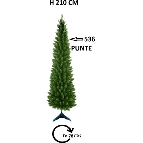 Albero di natale verde slim cm 180-210-240 abete artificiale apertura ad ombrello stretto  folto pieno salvaspazio ignifugo - MISURA: 210 CM