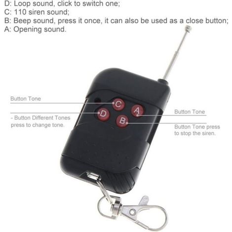 Sirène de Voiture: klaxon, Une Alarme de Type Incendie, Ambulance, Circulation, Police, avec Une télécommande Noire, 12 V (1/4)
