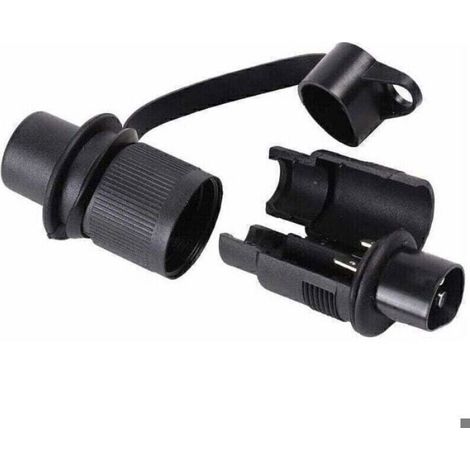 Prise Agricole 3 Broches 12V Mâle Femelle, Étanche Capuchon, Contacts Nickelés, Pour Remorque Tracteur (1/4)