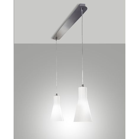 Lampada a Sospensione Diana in Metallo e Vetro Soffiato, Finitura Cromo, Attacco E27 2x 60W, IP20, Design Elegante e Moderno, Codice 2753-46-138