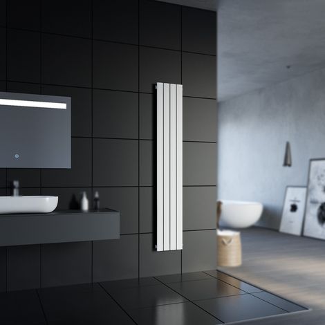 SONNI Radiatore a pannello verticale 1800 x 308 mm Singolo strato Bianco Attacco centrale Radiatore da bagno Radiatore Design verticale Radiatore piatto (1/5)