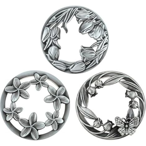 Lot de 3 couvercles de bougie en métal argenté vieilli - Aide à brûler uniformément les pots de bougies - Accessoires de bougie - Couvercle Illuma pour bougies en verre (tulipes, petites (1/4)