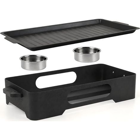 Barbecue Hot Plate Serving Tray with Candle Function for Meat and Side Dishes (1/2)