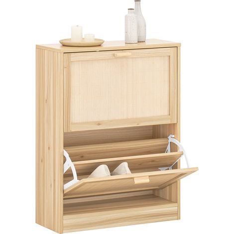 Zapatero con 2 Solapas y 4 baldas Organizador para Zapatos 60 x 24 x 80 cm Natural FSR160-N SoBuy ES (1/5)