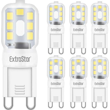 QAZQA Ampoule LED G9, 3W équivalent à une lampe halogène 20W, lumière blanc froid 6500K, dimmable 360 degrés, 6 pcs