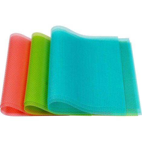 Lot de 9 tapis de réfrigérateur lavables et imperméables pour étagères et tiroirs 3 rouges/3 verts/3 bleus (1/5)