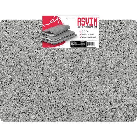 Grand tapis de bain et de douche antidérapant pour l'intérieur de la douche et les zones humides 60 x 80 cm gris à séchage rapide et résistant à la moisissure