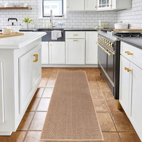 Tapis de cuisine antidérapant - - Antidérapant - Écologique - Jute et caoutchouc - Lavable en machine (1/4)