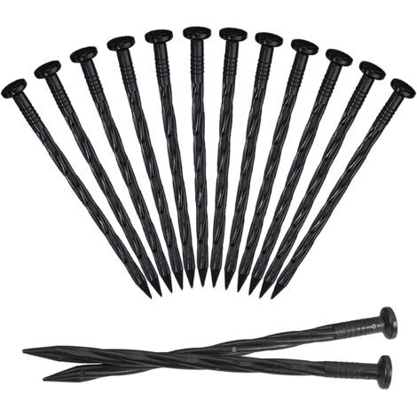 QORVA-Piquets de bordure de pelouse : 25 piquets en plastique spiralés pour fixer le gazon artificiel.