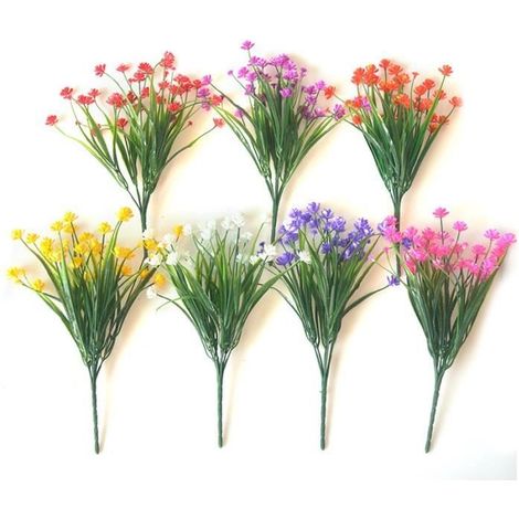 Fleurs artificielles résistantes aux UV et aux couleurs inaltérables, parfaites pour décorer les chambres, l'intérieur et l'extérieur - 7 bouquets-AquaForge (1/4)