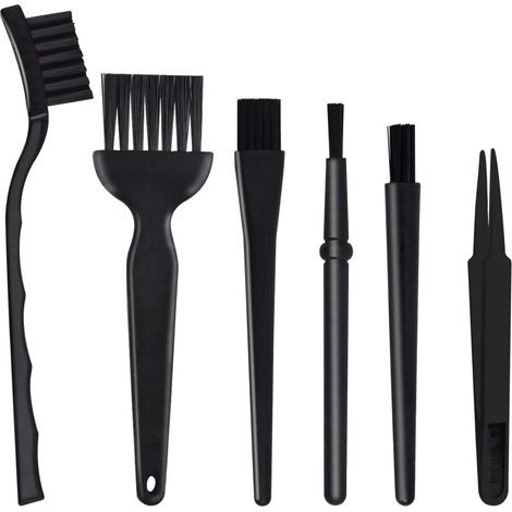 6 en 1 Brosse Antistatique, 5 x Multi Taille Antistatique Brosse Portable en Plastique avec 1x Pince à Épiler en Plastique Antistatiqu, Brosse à Poussière PC Brosse de Nettoyage pour Clavier PC (1/5)
