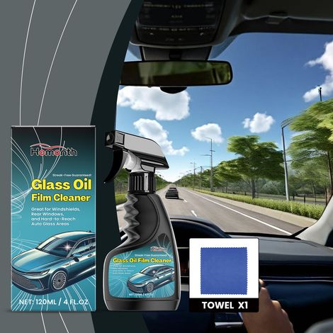 Glasreiniger für Autoscheiben, Windschutzscheibenreiniger, Fleckenentferner und Imprägniermittel – 120 ml + Handtuch -- DE (1/5)