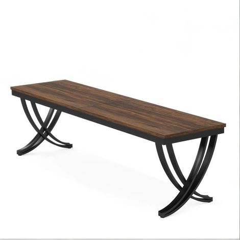 Bureau double HOMVRA avec plateau de 200x70 cm et piètement en X en métal (1/5)
