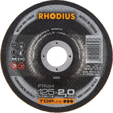 Disco de corte FTK24 125 x 2,0mm acodado Rhodius(por 25)