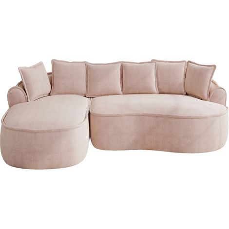 Canapé-lit modulable en tissu rose, sans cadre, méridienne extra profonde, larges accoudoirs, 2 modules, sans montage, style contemporain, CHICFURN (1/5)
