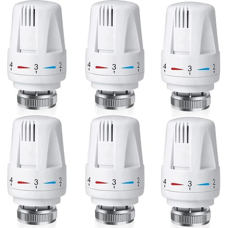 Thermostatischer Heizkörperkopf – 6 Stück Heizkörperventilkopf, thermostatisches Heizkörperventil, M30 x 1,5 Thermostatkopf, Heizkörperkopf für Büro und Zuhause (1/5)