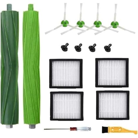 Replacement Parts accessories Compatible for  Roomba i3 i3+ i4 i6 i6+ i7 i7+ i8 i8+/Plus E5 E6 E7 I,E &J Series Vacuum Cleaner,1 Set Rubber Brushes 4 HEPA Filters & 4 Side Brushes