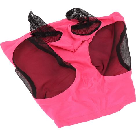 Naroote Mesh-Fliegenmaske für Pferde, Atmungsaktive Mückenmaske, Gehörschutz für den Stall (Rosenrot)