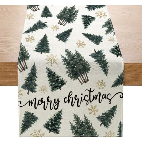 Chemin de table de Noël neuf, imprimé Père Noël et rennes, longue nappe bannière - 180 x 30 cm (polyester) - 1