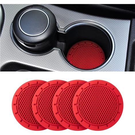 Rouge, lot de 4 porte-gobelets de voiture, universels en silicone, antidérapants et durables, 7 cm de diamètre, accessoires intérieurs. (1/5)