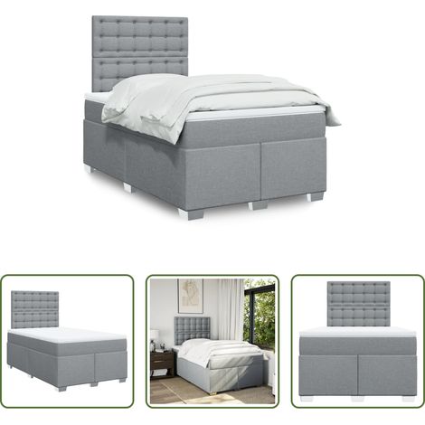 Matratze - Boxspringbett mit Matratze Hellgrau 120x200 cm Stoff (1/5)