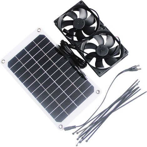 Solar-Abluftventilator, Solarpanel-Ventilator-Kit, 10-W-Solarpanel-betriebener Ventilator, solarbetriebener Ventilator, wasserdicht für Gewächshäuser, Schuppen, Tierhäuser, Fensterabluft (1/4)