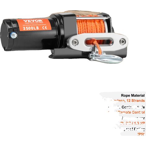 Treuil Électrique, Capacité de 3500 lbs, Télécommande Filiaire, 3500lbs (1/2)