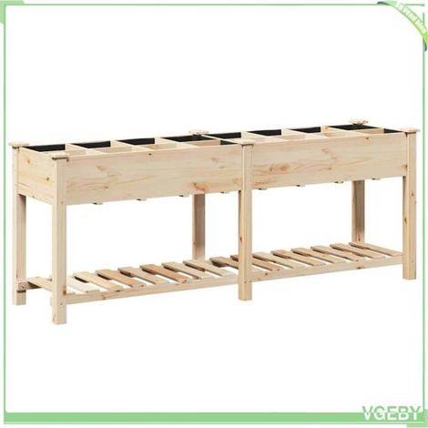 Jardinière / Cache-pot de jardin - FAFEICY - 42006582 - Beige - Sapin massif - Avec étagère 203,5x53x76,5 cm (1/5)