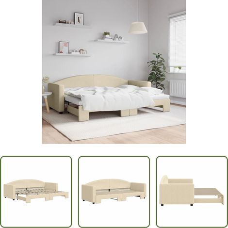 vidaXL Schlafsofa - Tagesbett Ausziehbar Creme 80x200 cm Stoff (1/5)