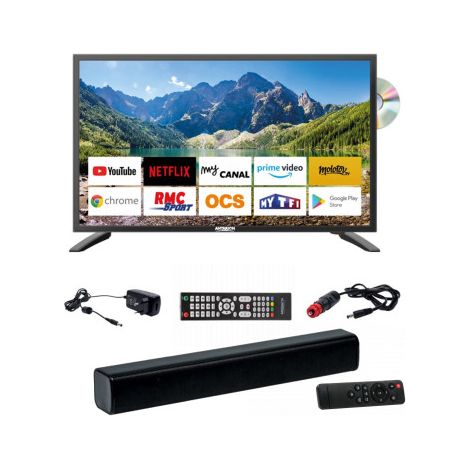 Pack ANTARION TV LED 21.5" 54cm Smart Connect Lecteur DVD + Barre de Son Compacte
