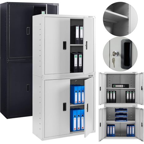 Arebos – Armoire de classement verrouillable en acier thermolaqué – Dimensions 180 x 90 x 40 cm – Capacité 40 kg par étagère – Installation au sol ou murale (1/5)