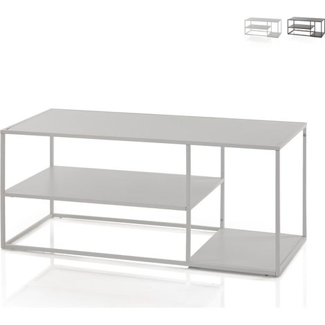 Tavolino da salotto in metallo design moderno 120x50cm Angie - Bianco (1/4)