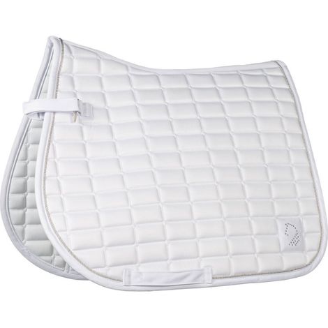 dressage pony, bianco: Sottosella inglese modello Amalfi con inserto in silicone antiscivolo e decoro cristalli (1/5)