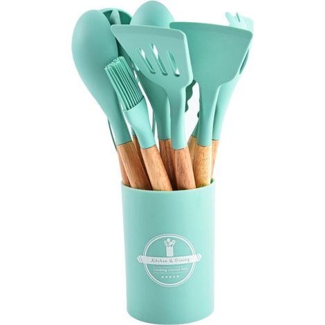 Ensemble de 12 ustensiles de cuisine , vert foncé