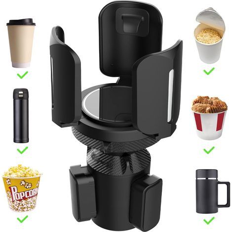 BRAVIX Porte Gobelets pour Auto Tout Purpose Car Cup Holder Adaptateur Expander Adjustable Base Multifunctional Voiture Tasse Boisson Porte-Boissons pour Voitures Canettes de Boisson Holder Noir (1/5)