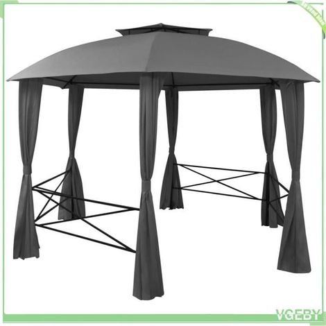 Chapiteau / tente de jardin - FAFEICY - 44766 - Hexagonal - 360 x 312 x 265 cm - Anthracite imperméable (1/5)