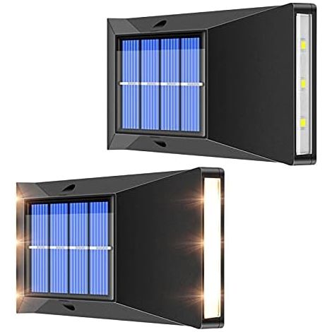 Set di 2 luci da parete solari a LED impermeabili IP65, lampade decorative per giardino, recinzione, patio, balcone, esterni (1/5)