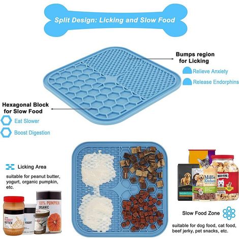 Tapis de Lèche Chien, 2 Pièces Tapis avec 1 Spatule en Silicone, Ventouses Extra Fortes pour Le Bain, l'entraînement, Le Toilettage et l'entretien des Griffes (1/5)