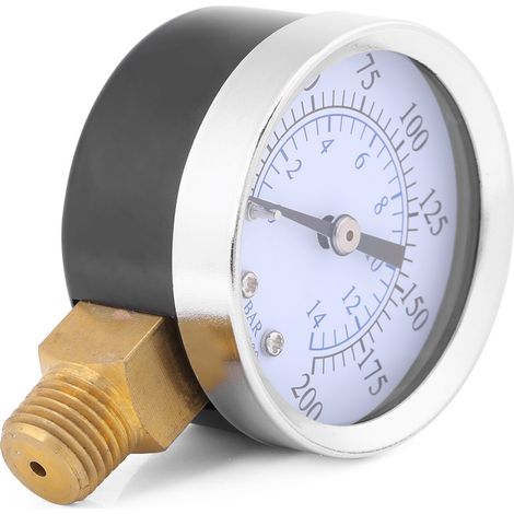 Manomètre pneumatique et hydraulique 1/4 NPT, indicateur de pression 0-200 PSI 0-14 bars, pour compresseur d'air (1/5)
